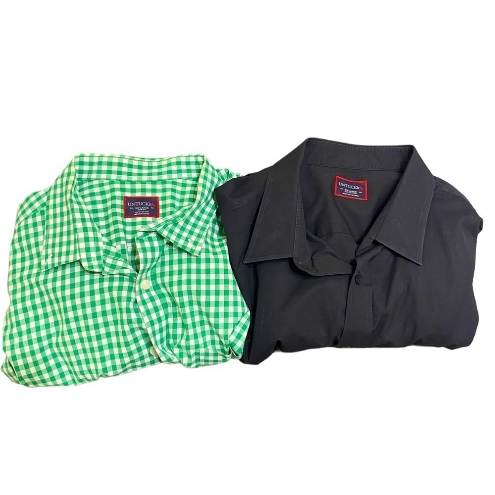 Untuckit Men's button down dress shirt bundle career workwear office plaid XXL